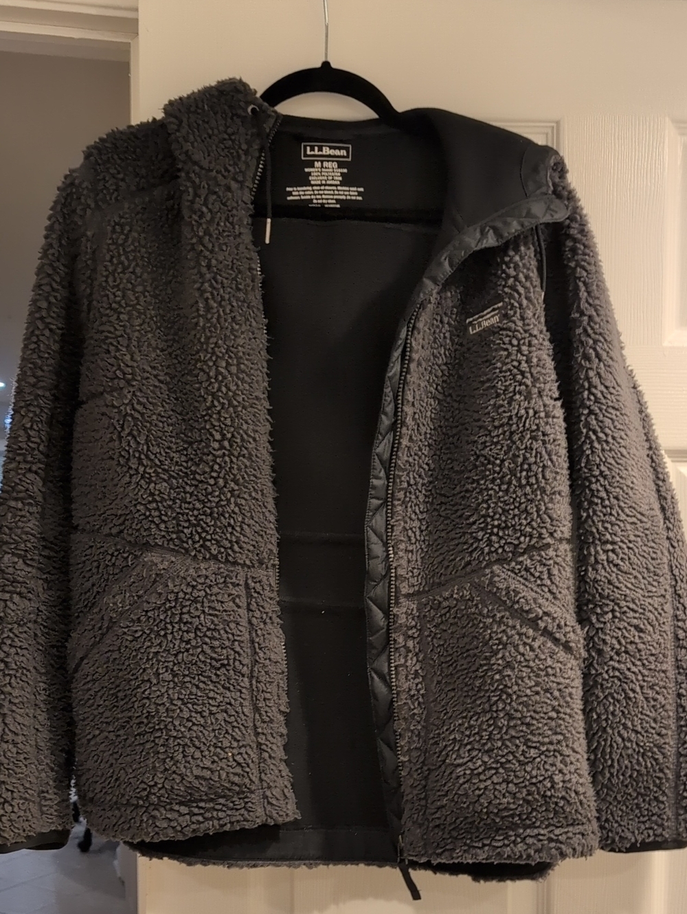 L.L. Bean Charcoal Gray Mountain pile Teddy Jacket with Hood